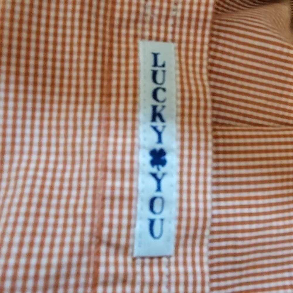 Lucky Brand Mens Button Down Shirt Small Salmon Stripe Long Sleeve Cotton - Picture 5 of 8